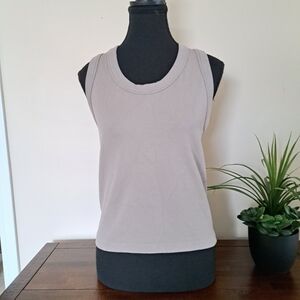 Reflex Tank Racer Back Ribbed Seamless Taupe Brown Casual Stretch Size XL